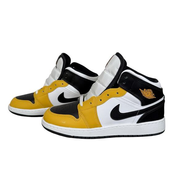 Nike Air Jordan 1 Retro Mid Taxi Yellow White Black DQ8423-701 Size 6Y/W7.5 - Picture 4 of 10